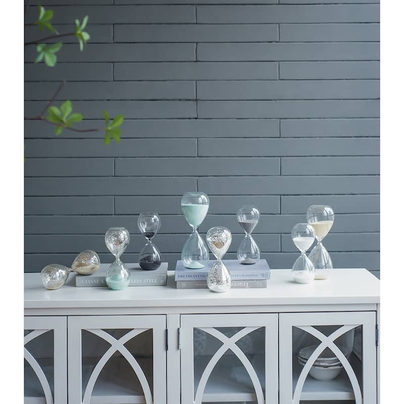 Set of 2, 8" Ferdinand 30-Minute Hourglass, White Sand