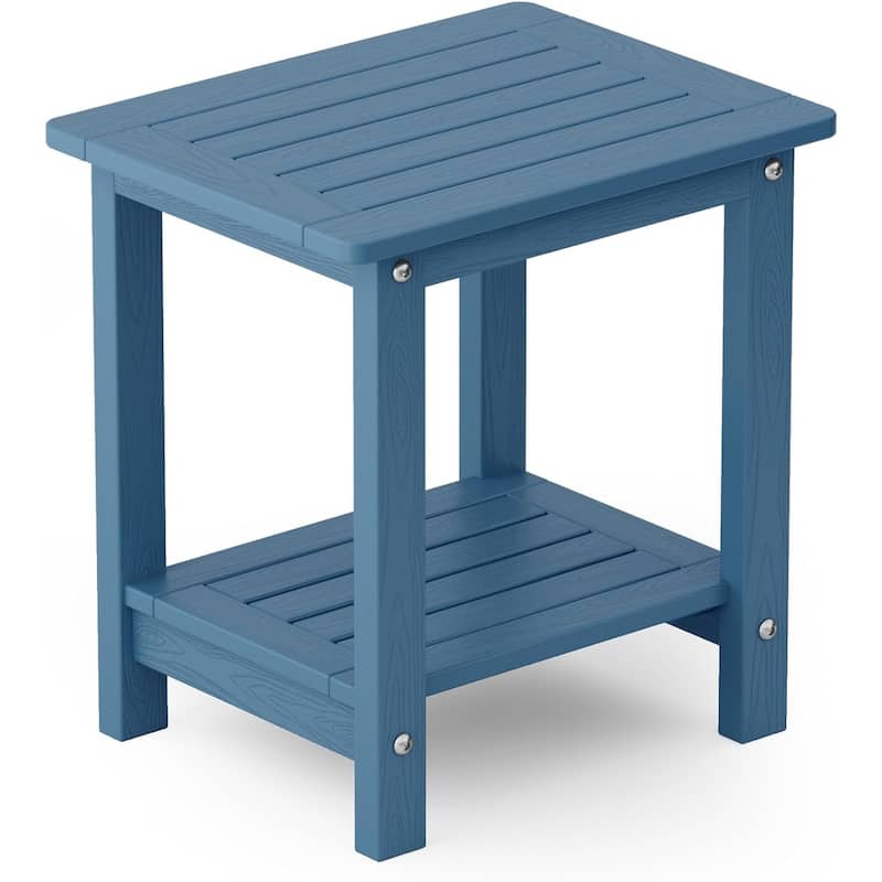WINSOON Small Outside Adirondack Square Side Table,Double Layer - Navy