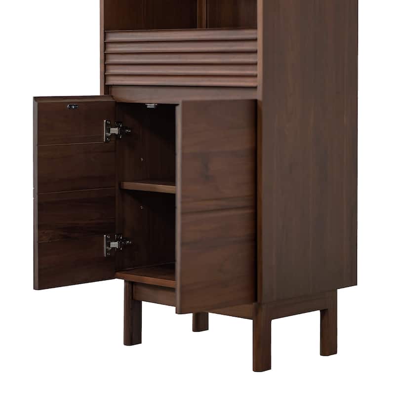 Avanity Carina 24 in. Coffee Teak Freestanding Linen Cabinet - 24"W x 15.7"D x 71"H