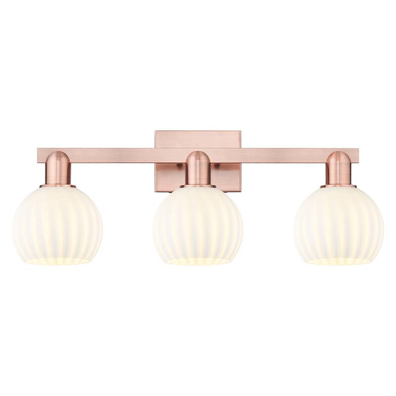 Innovations Lighting Endless Possibilities Arcadia - White Venetian - 3 Light 25" Bath Vanity Light - Antique Copper