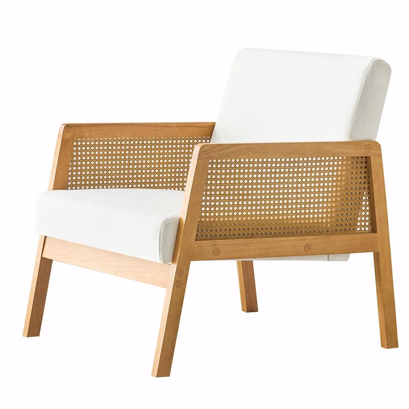 Mid-Century Lounge Chair - Solid Wood Frame - Linen/Shepa Optional