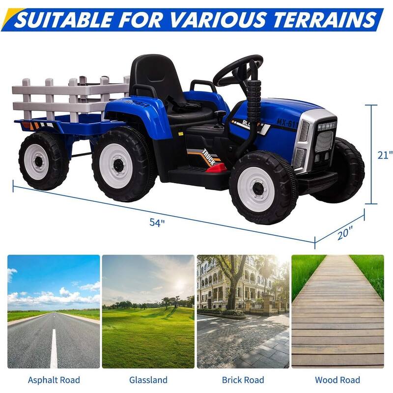 12V Ride on Tractor with Trailer & Remote Control