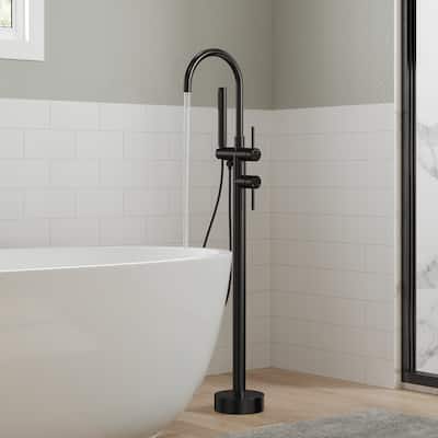 GRANDJOY 1-Handle Freestanding Tub Faucet with Integrated Hand Shower