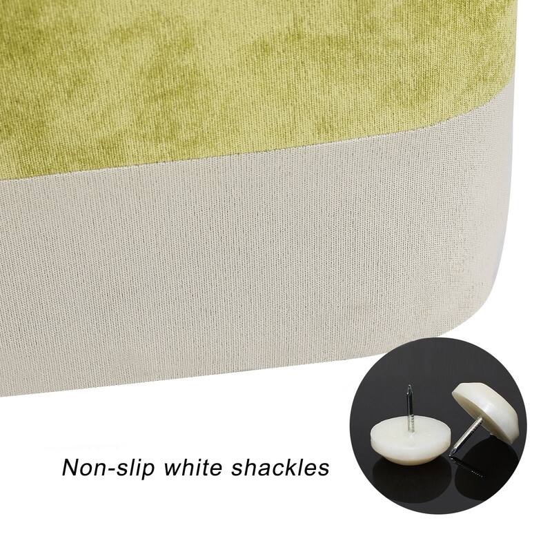 Adeco Square Fabric Ottoman Two-Color Stitching Footrest Stool