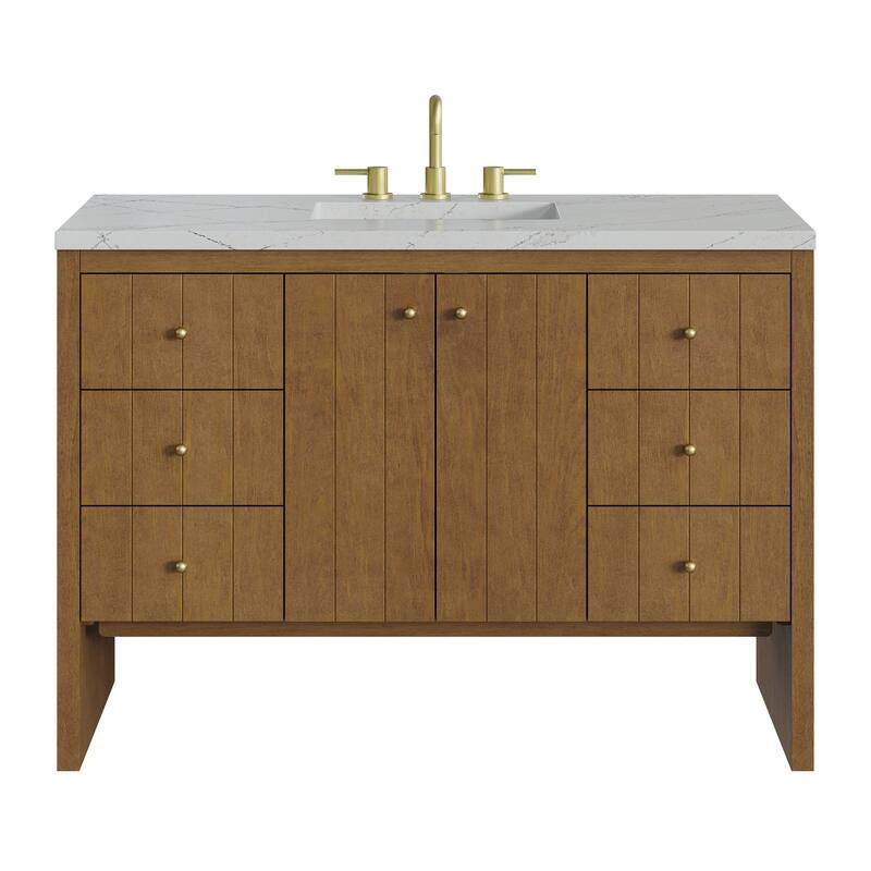 Hudson 48" Single Vanity, w/FreePower Wireless Charger - Honey Oak/Ethereal Noctis