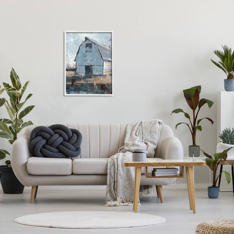 Stupell Abstract Distressed White Barn Farm Architecture Framed Giclee Texturized Art by Ethan Harper