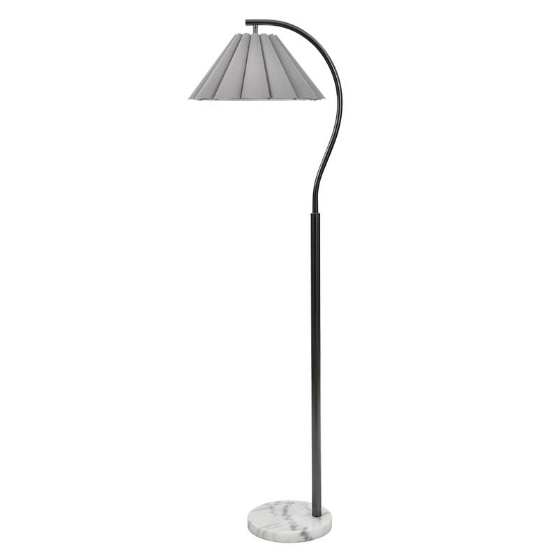 Tamara Day for Stylecraft Vivienne Floor Lamp - White Marble & Black Nickel - Grey