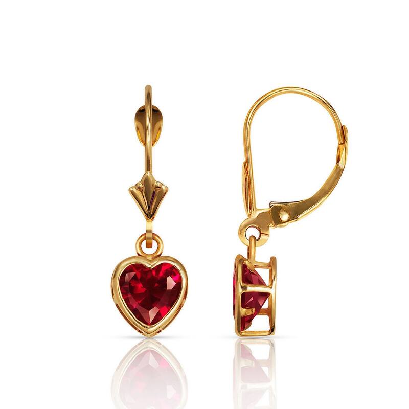 Curata Solid 14k Yellow Gold Birthstone Heart-Shaped Cubic Zirconia Bezel Dangle Leverback Earrings (6mm x 25mm)