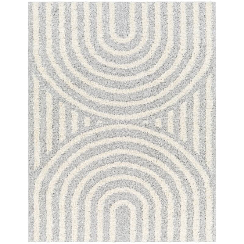 Livabliss Rodos Mod Neutral Rainbow Plush Area Rug