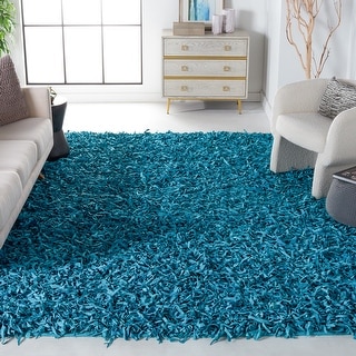 SAFAVIEH Handmade Leather Shag Carlijn Modern Decorative Rug