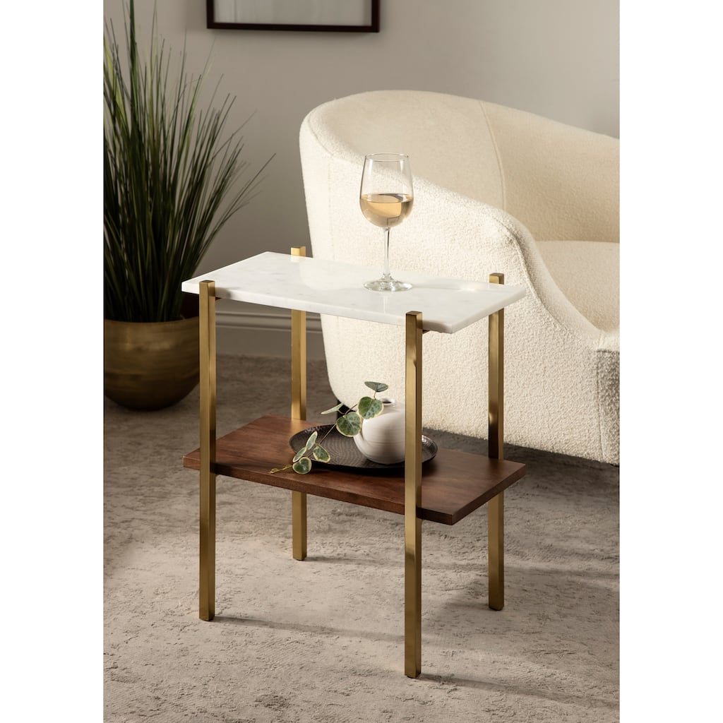 Kate and Laurel Abcott Wood and Metal Side Table - 20x12x24