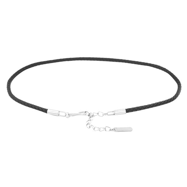 Unique Bargains Woman Black Faux Leather Adjustable Woven Round Waistband Belt