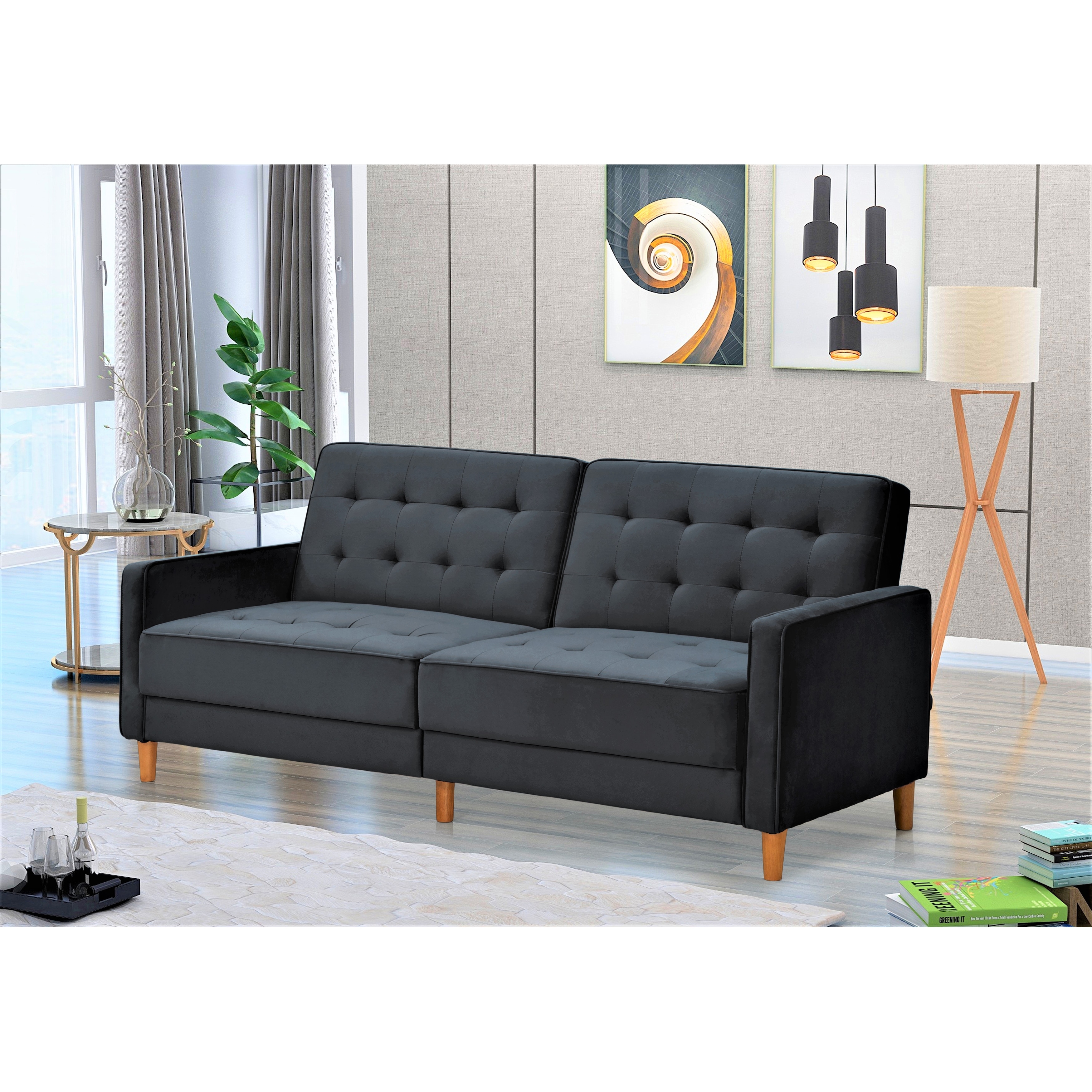 Jonathan tufted velvet shop sofa bed sleeper