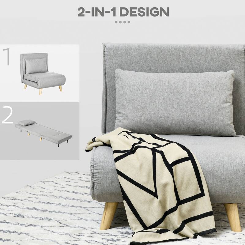 2-in-1 Multi-Functional Sofa Bed, Sleeper Chair with Adjustable Backrest