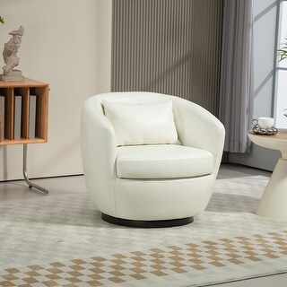 Upholstered Swivel Barrel Armchair with Storage Modern Living Room Side ...