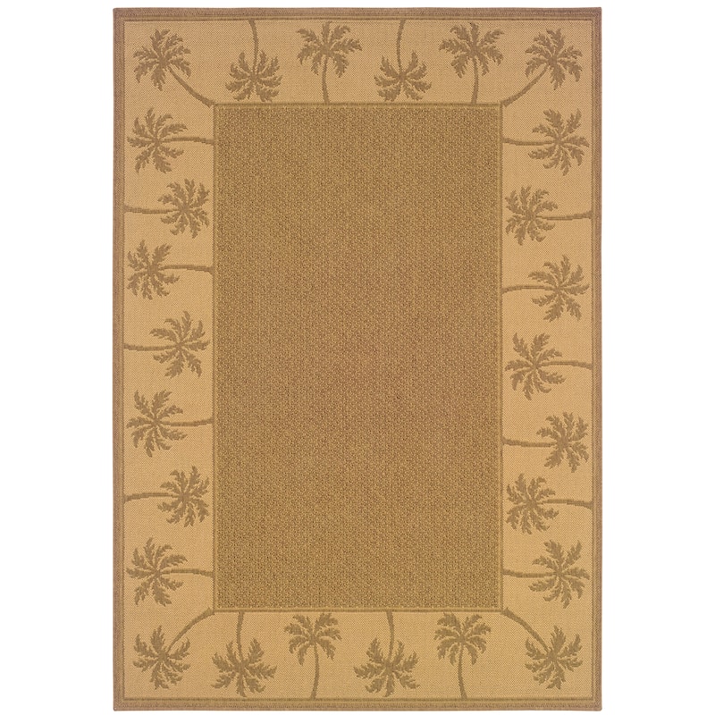 Istres Tan Beige Border Outdoor Casual Area Rug