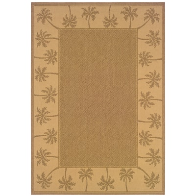 Istres Tan Beige Border Outdoor Casual Area Rug