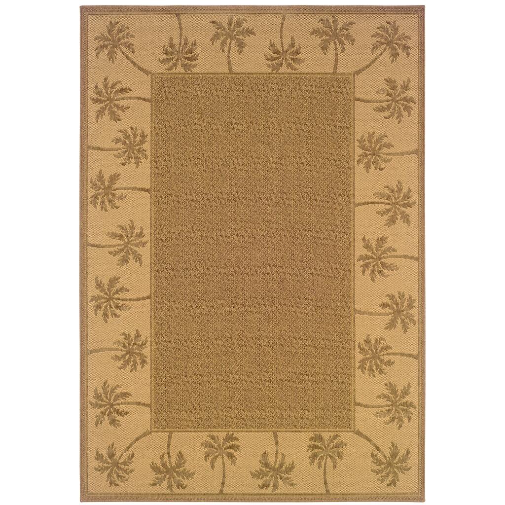 Istres Tan Beige Border Outdoor Casual Area Rug