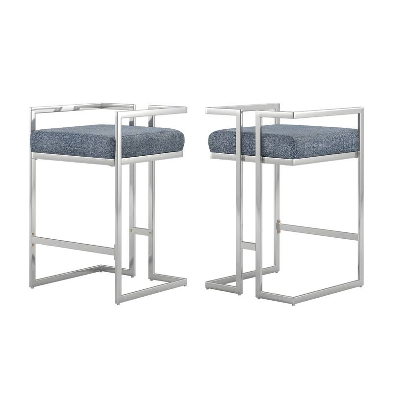 Tanner Velvet Upholstered Chrome Finish Metal Barstool (Set of 2) by iNSPIRE Q Bold