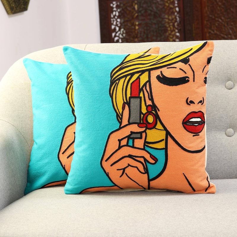 HandmadeLipstick cushion covers (India)