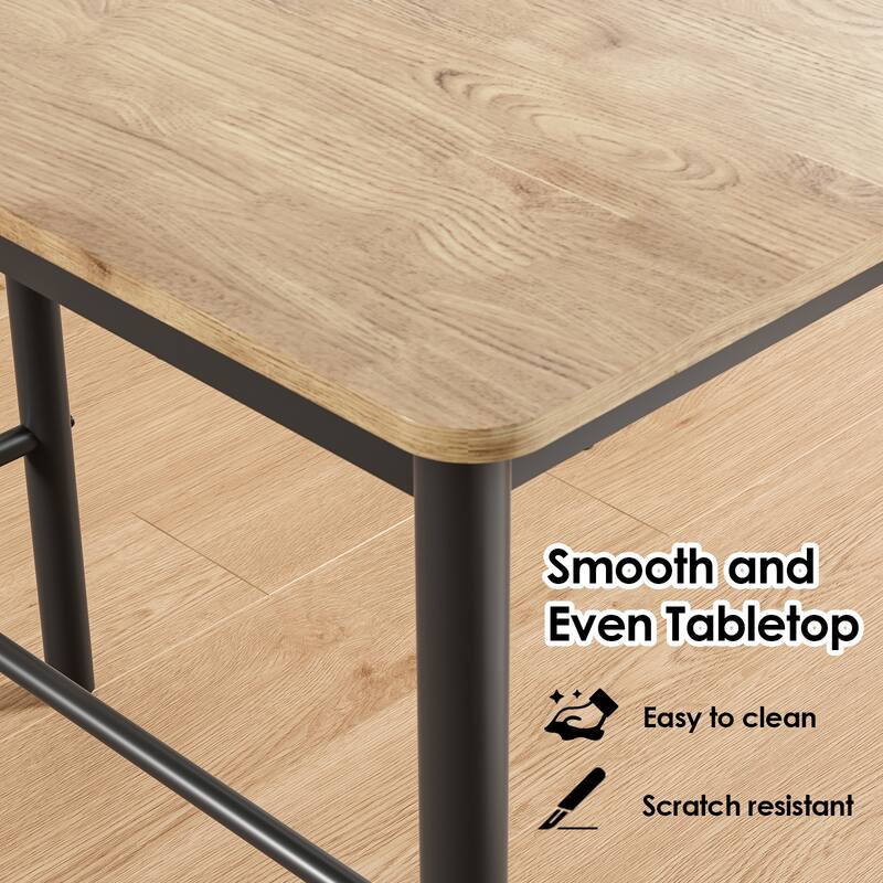 47 inch Counter Height Bar Table, Rectangular Dining Counter Tables with Metal Legs