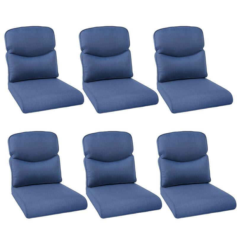 Pocassy 22x25x4 Inch Cushion for Outdoor Swivel Chairs Sofa Set - Blue Cushion - 6 Set Seat & Back Cushion