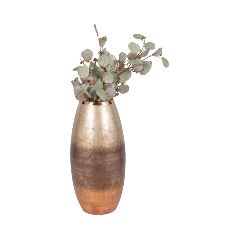 Sagebrook Home Curved Glass Vase, Glass/Metallic, Multi Finish, 17,24,31 Inch