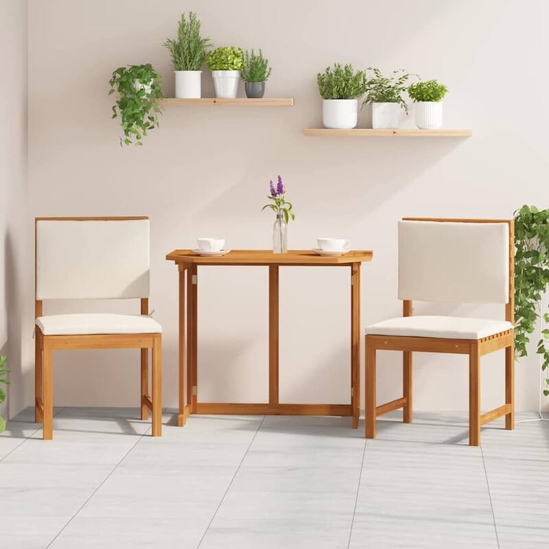 vidaXL Garden Chair 50 x 50 x 91cm Solid Acacia wood - 19.7 x 19.7 x 35.8 - Cream white-middle sofa