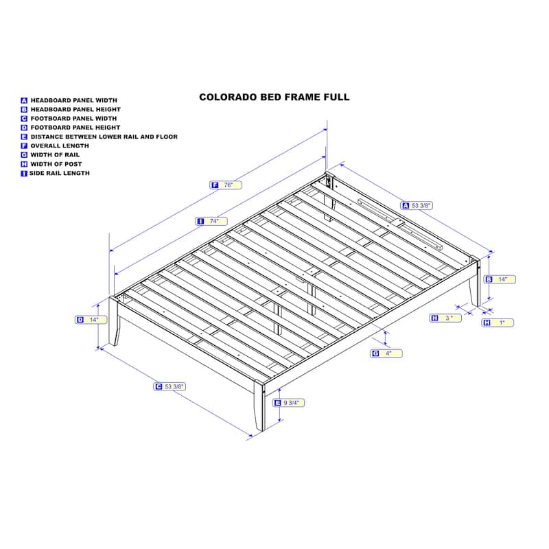 Full Bed with USB Charger - Solid Wood Frame, No Box Spring Needed, Grey Finish
