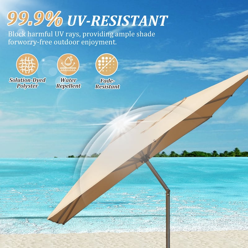 Rectangle Patio Umbrella with Crank Lift and Tilt Function