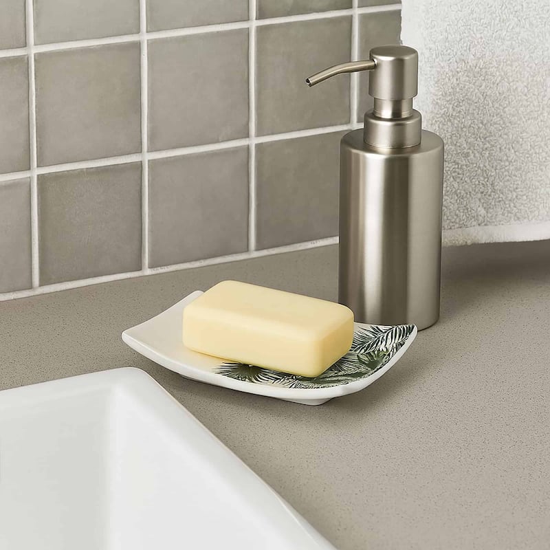 Rectangular Soap Dish Cup Dispenser Tropical