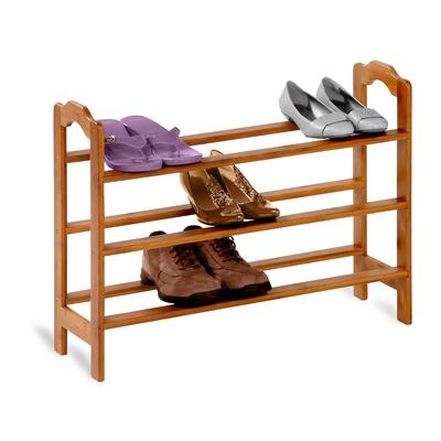 Natural Bamboo 3-Tier Shoe Storage Rack
