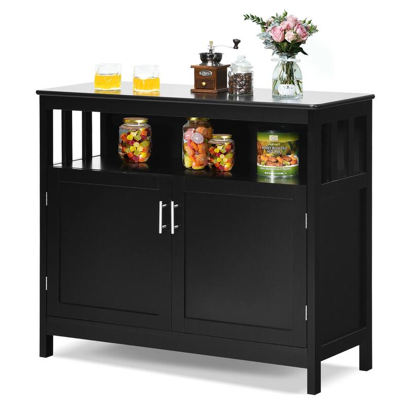 Costway Kitchen Buffet Server Sideboard Storage Cabinet with 2 Doors & - See details - Black