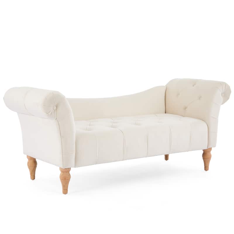 Christopher Knight Home - Larkspur Velvet Upholstered Bench with Rolled Arms and Button Tufting