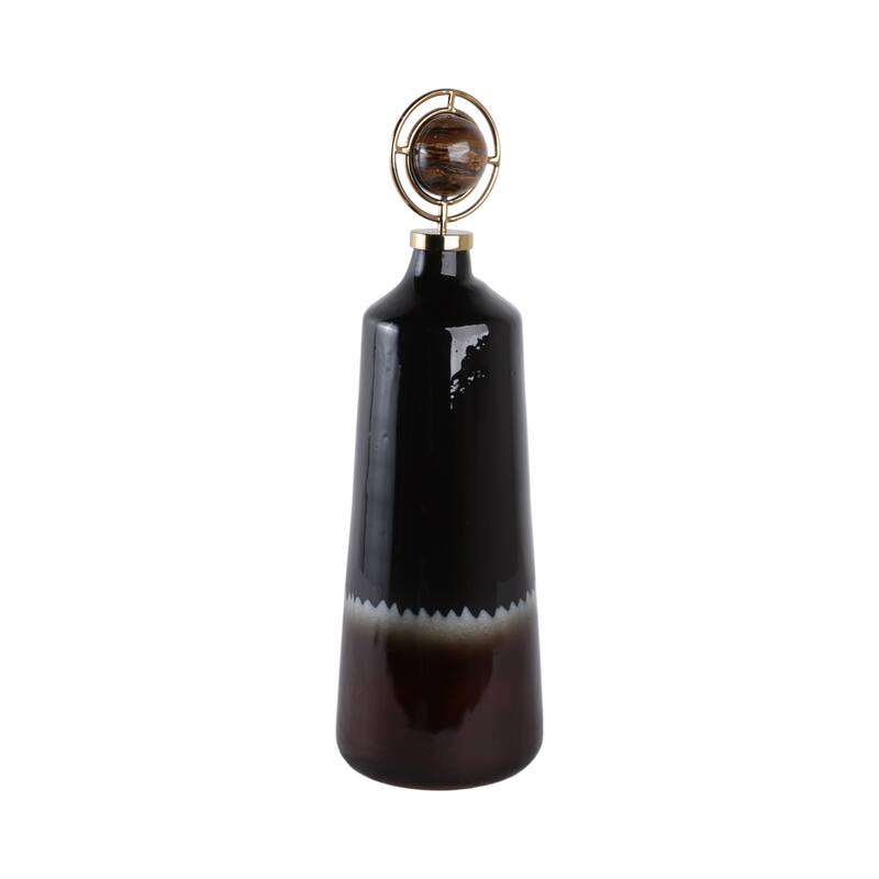 Glass Metal Decorative Vase Modern Transitional Sculptural Orb Accent