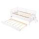 preview thumbnail 8 of 33, Low Loft Bed Twin Size with Trundle, ladder and Storage Drawers, White