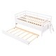 preview thumbnail 6 of 6, White Solid Pine Wood Low Loft Bed Twin Size with Safety Fence and Trundle