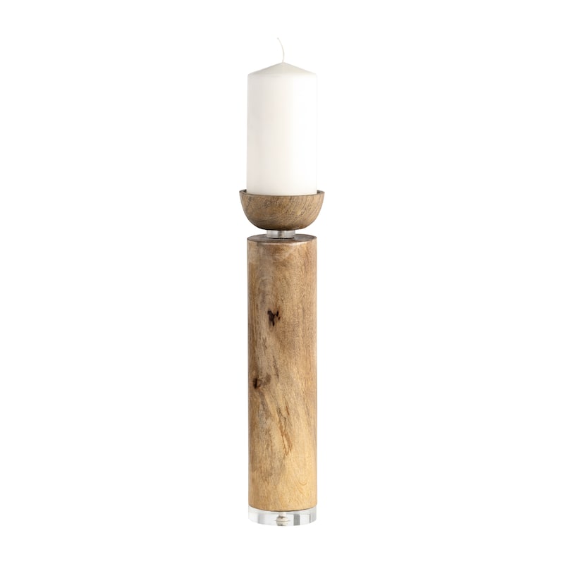 Wood Taper Candle Holder Acrylic Detail - Brown
