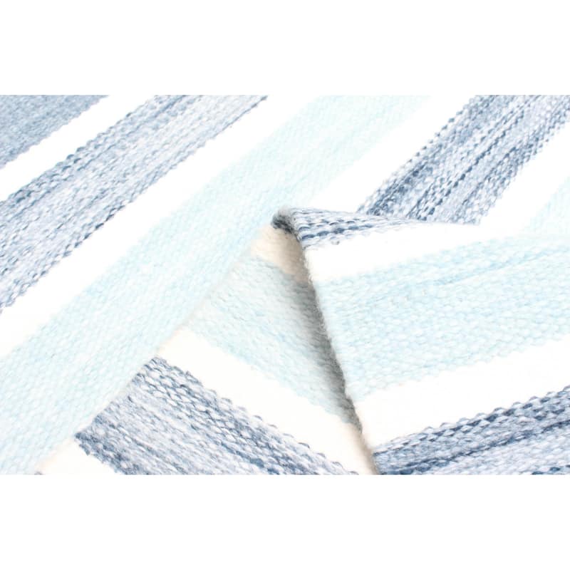 ECARPETGALLERY Flat-Weave Ankara FW Light Blue Wool Kilim - 5'2 x 7'6