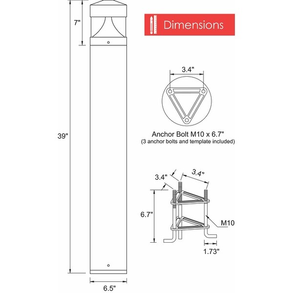 Commercial 1-light Surface Mounted Bollard