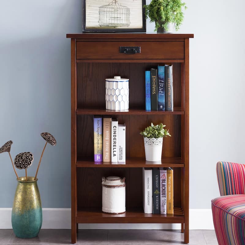 Leick Home Mission Mantel Height Bookcase with Slatted Sides