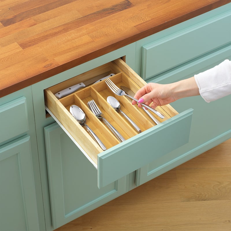 JoyJolt 7 Compartment Bamboo Drawer Organizer