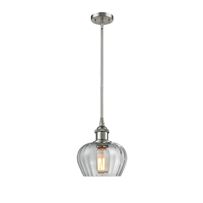 Innovations Lighting Fenton 7" Wide Mini Pendant - Brushed Satin Nickel / Clear Fluted