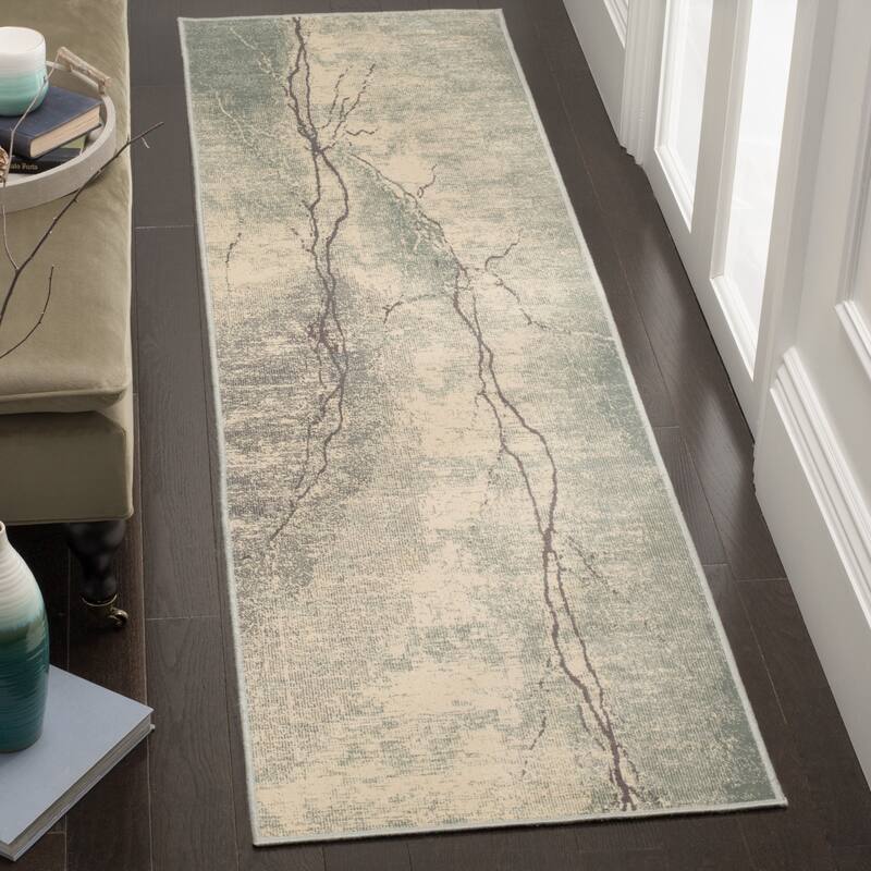 SAFAVIEH Constellation Vintage Boho Nicanora Modern Abstract Viscose Rug - 2'2" x 8' Runner - Light Grey/Multi