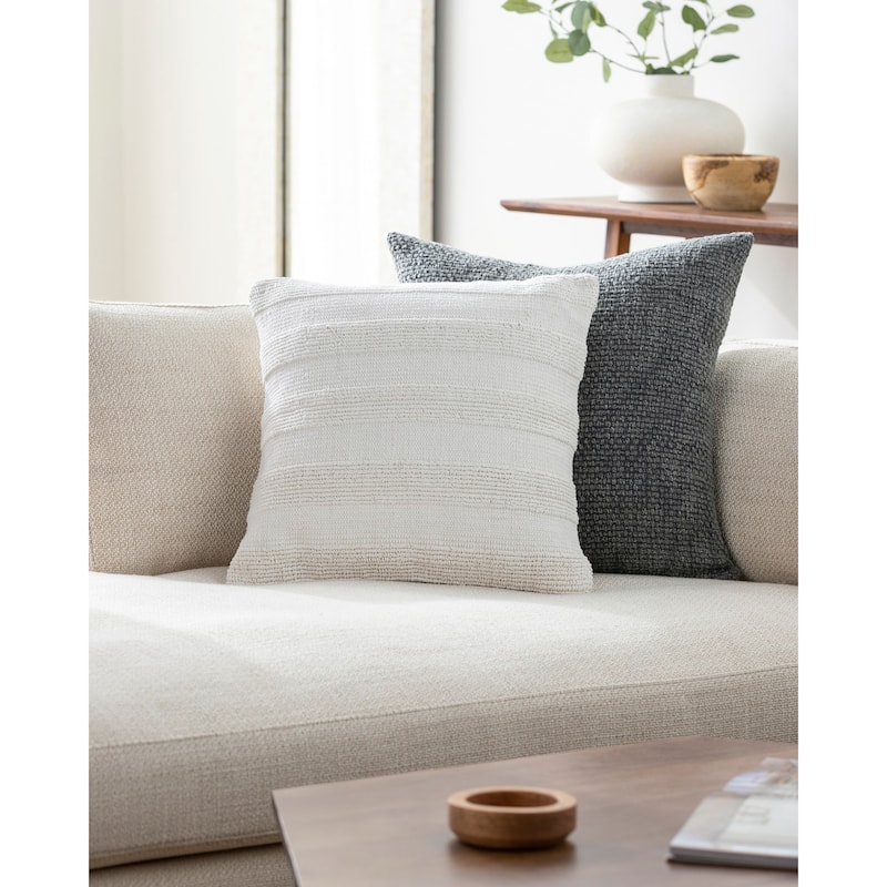 Joanna Modern & Contemporary Textured Accent Pillow - 20"L x 20"W - Feather Down - Off-White
