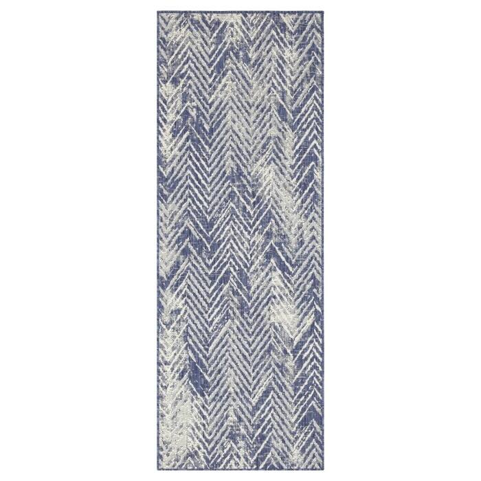 Blue Horizontal Stripe Outdoor Rugs for Living Rooms, Patios, Decks