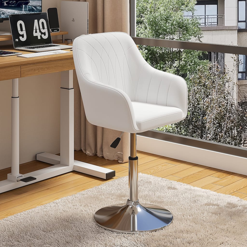 VECELO Vanity Chair Makeup Swivel Accent Chair Height Adjustable Round Back Tilt Chair