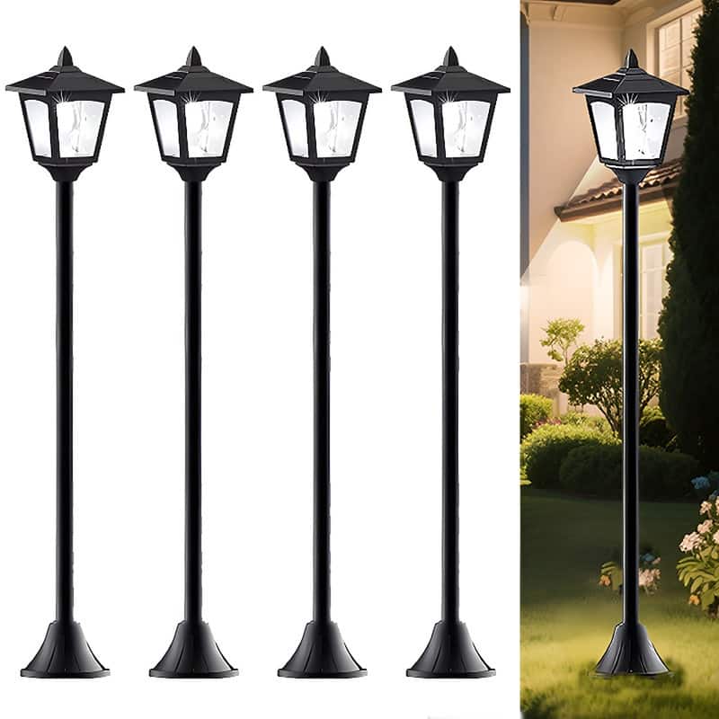 Solar LED Post Lights 4 Pack 40" Outdoor Waterproof Lamps for Patio Pathway - 40'' - 4 Lights