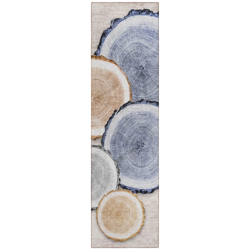 Machine Washable Indoor/ Outdoor Modern Wood Chantille Rug