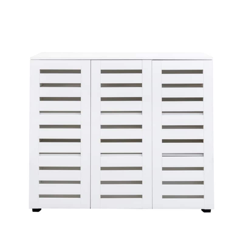 GDF Studio - Aston Modern Wooden Shoe Storage Cabinet with Adjustable Shelves and Louvered Doors